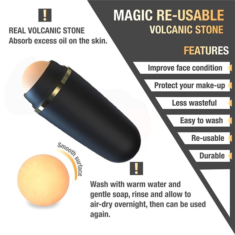 Face Oil Absorbing Roller Natural Volcanic Stone Massage Body Stick Makeup Face Skin Care Tool