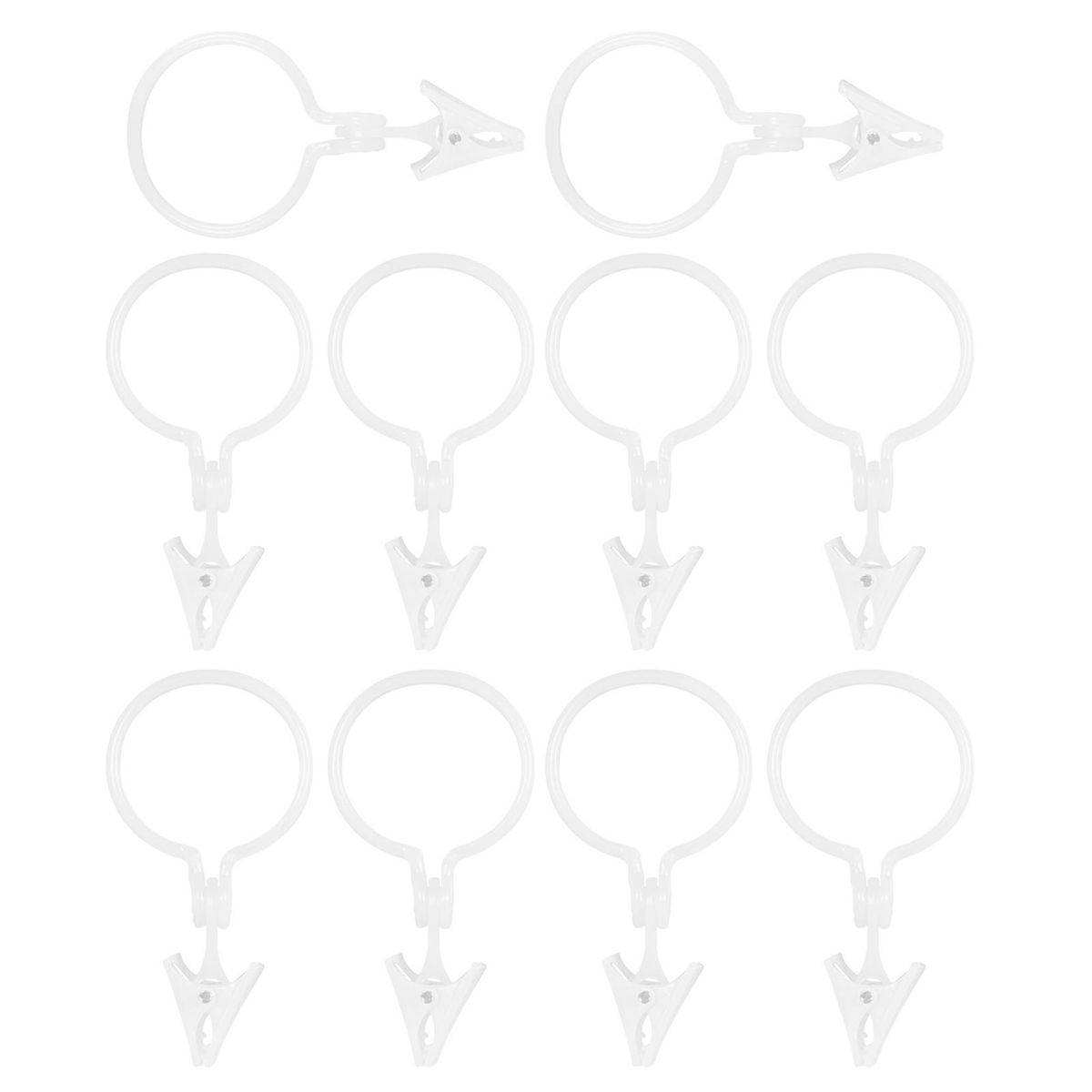 10Pcs Curtain Holder Shower Curtain Rod Hook White
