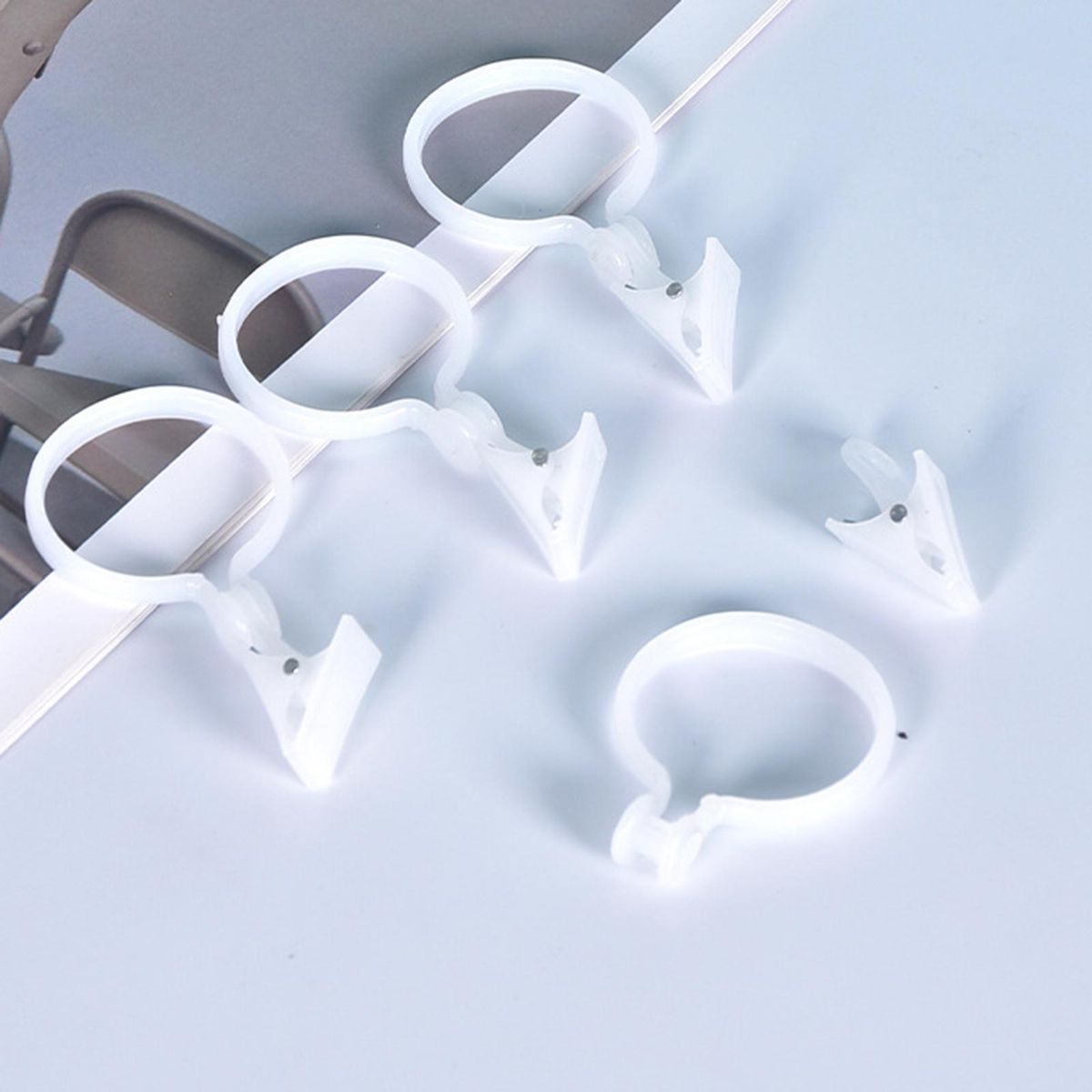 10Pcs Curtain Holder Shower Curtain Rod Hook White