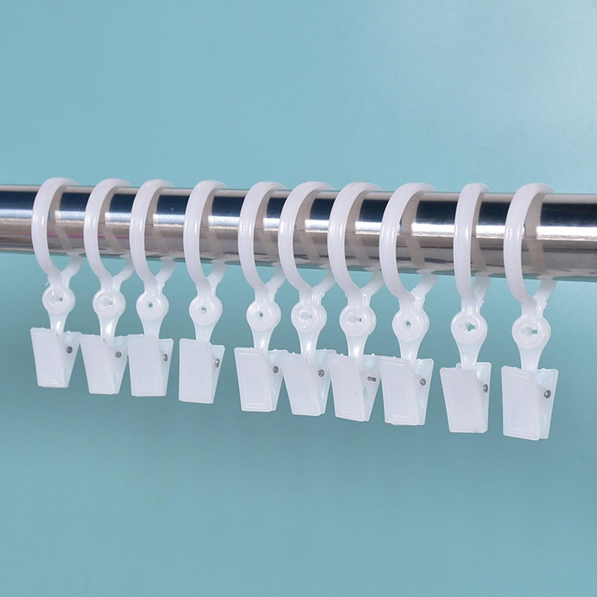 10Pcs Curtain Holder Shower Curtain Rod Hook White