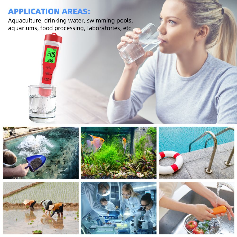 PH/TDS/EC/Temperature Meter Digital Water Quality Monitor Tester For Pools Drinking Water Aquariums
