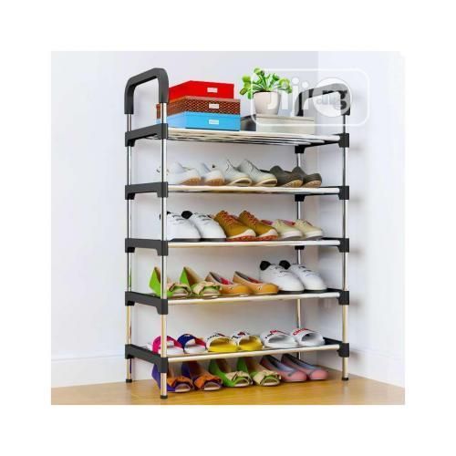 Stainless Shoe Rack + Bold Steel Pipe For 20 Pairs 5-Layers