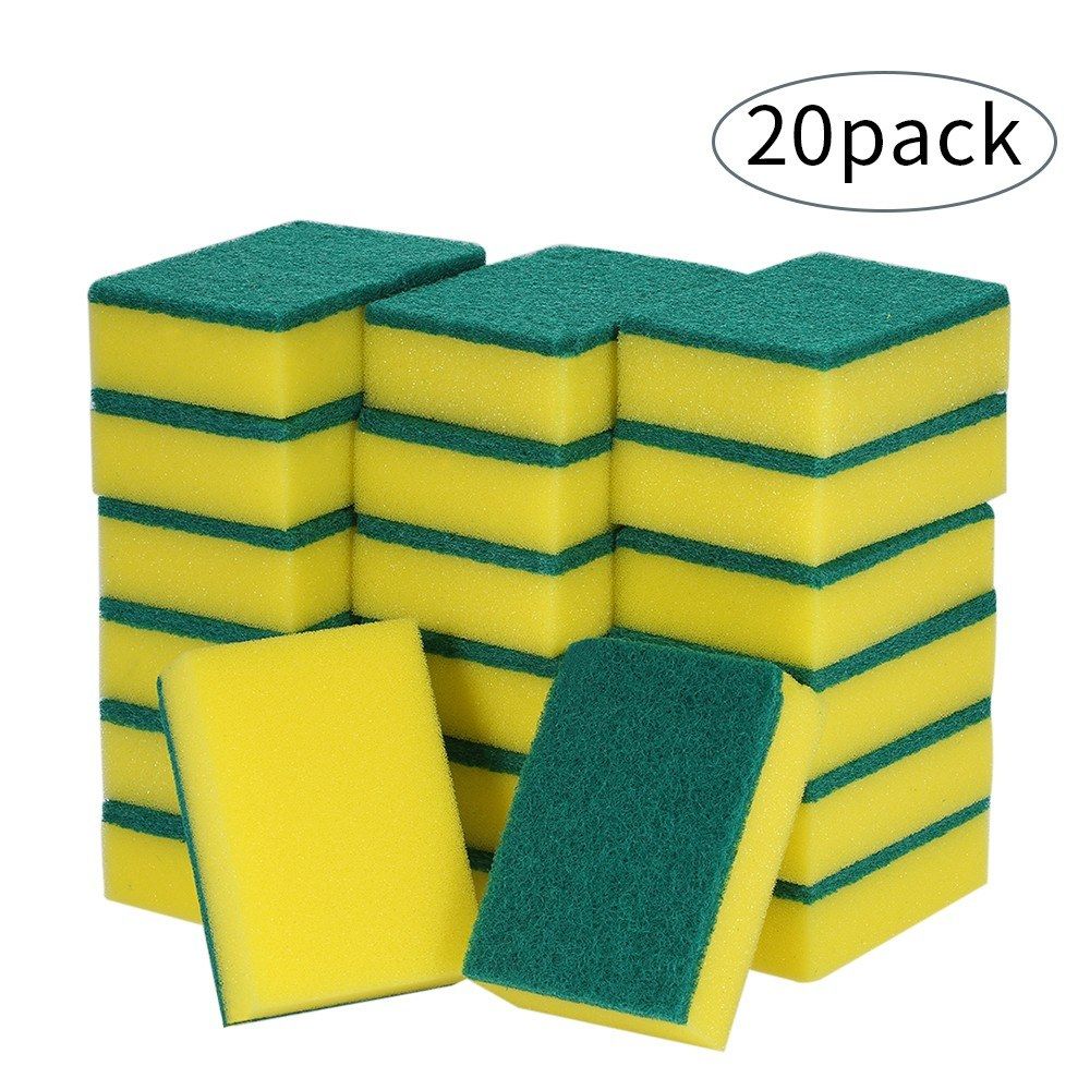 20pcs Multi-purpose Double-faced Sponge Scouring Pads Dish
