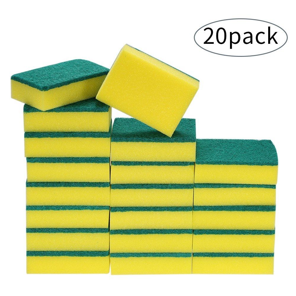 20pcs Multi-purpose Double-faced Sponge Scouring Pads Dish