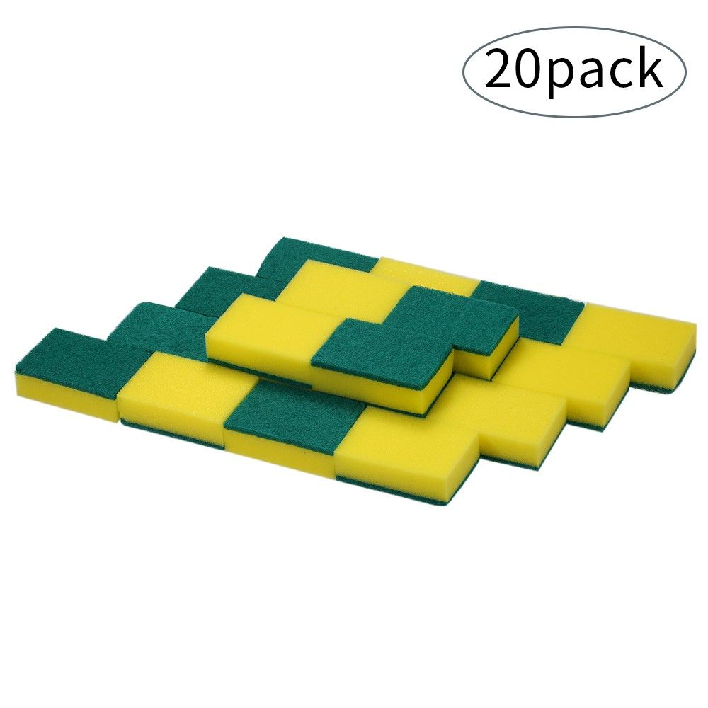 20pcs Multi-purpose Double-faced Sponge Scouring Pads Dish