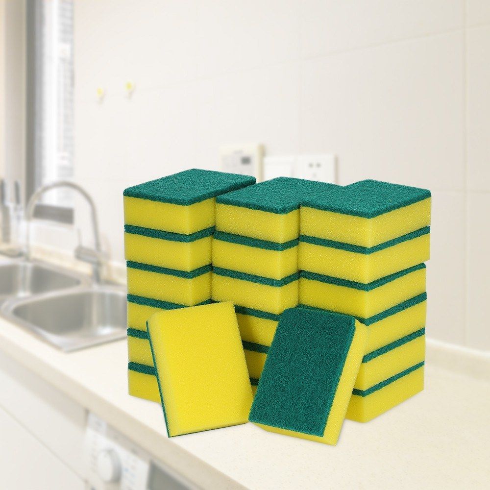 20pcs Multi-purpose Double-faced Sponge Scouring Pads Dish