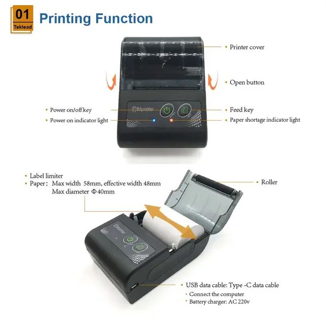 100% Genuine Original Mobile Bluetooth  Printer MPrinter