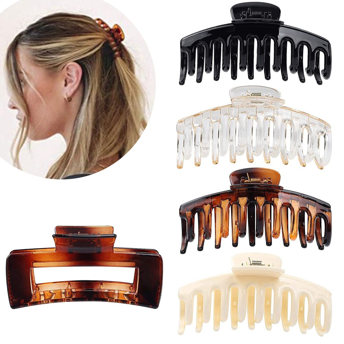 8Pcs Plastic Matte Hair Claws Hair Clips Combination Set - J
