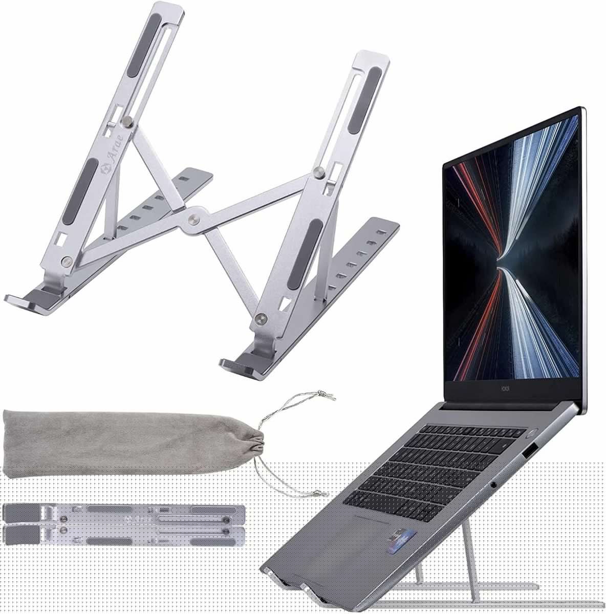Laptop Stand for Desk, Adjustable Portable Aluminum Laptop Holder Silver