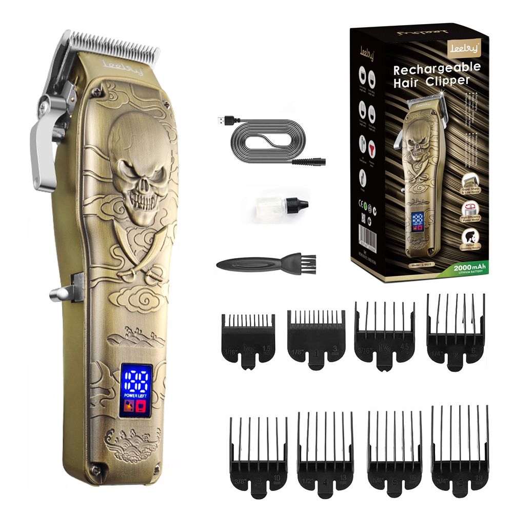 Metal Rechargeable Hair Clipper Cordless Hair Cut With LCD Display