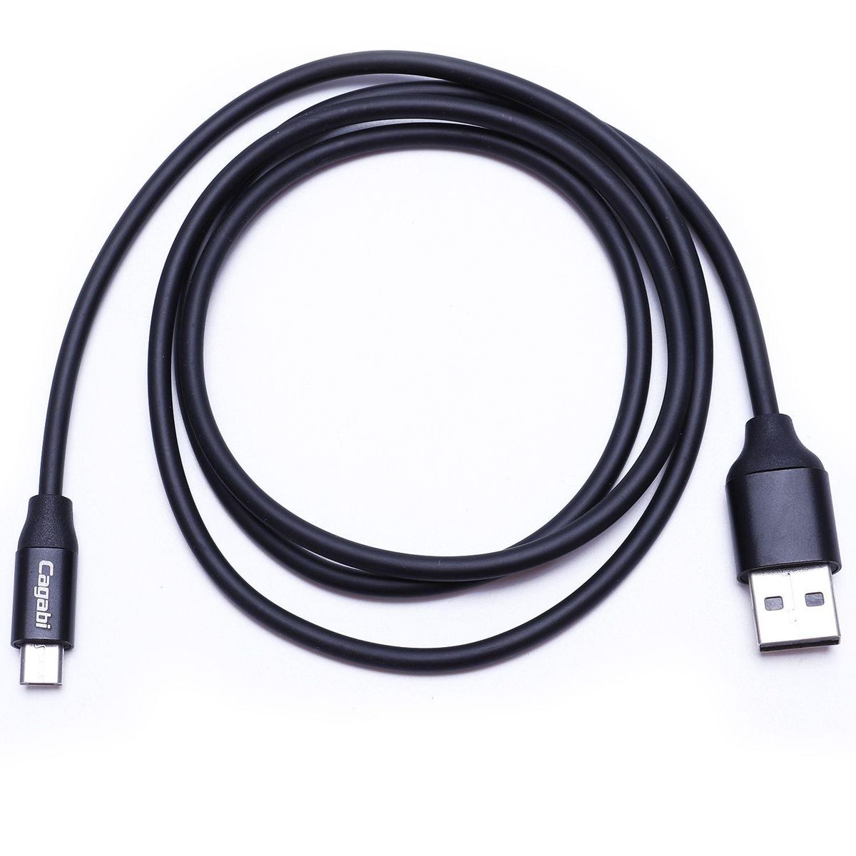 CAGABI 1M TPE Cable Fast Charging 2.4A 480Mbps 22AWG For Android Mirco USB (Black)