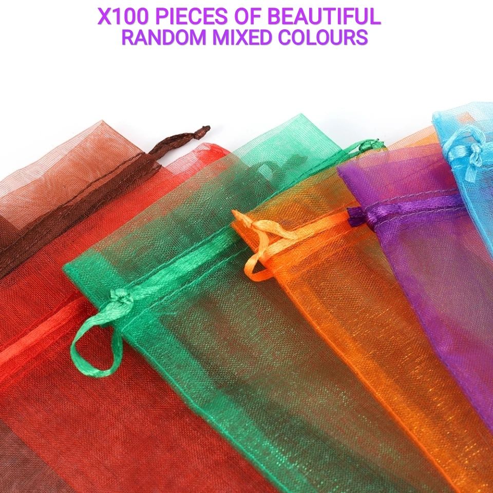 100Pcs Organza Bag Jewelry Packaging Gift Candy Wedding Party Goodie Packing Favors Pouches Drawable Bags Present Sweets Pouches
