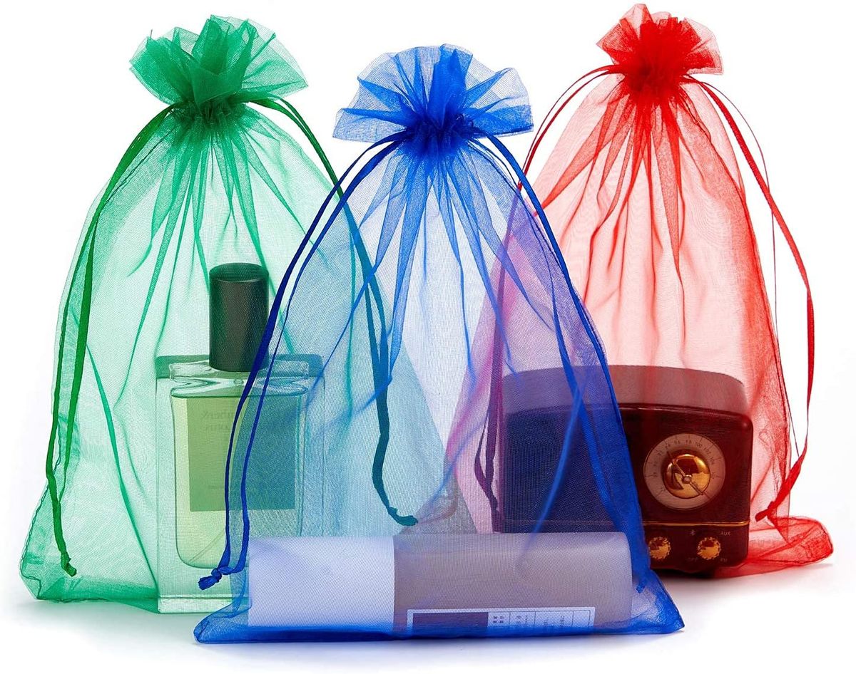 100Pcs Organza Bag Jewelry Packaging Gift Candy Wedding Party Goodie Packing Favors Pouches Drawable Bags Present Sweets Pouches