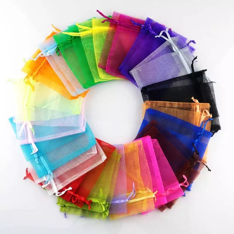 100Pcs Organza Bag Jewelry Packaging Gift Candy Wedding Party Goodie Packing Favors Pouches Drawable Bags Present Sweets Pouches