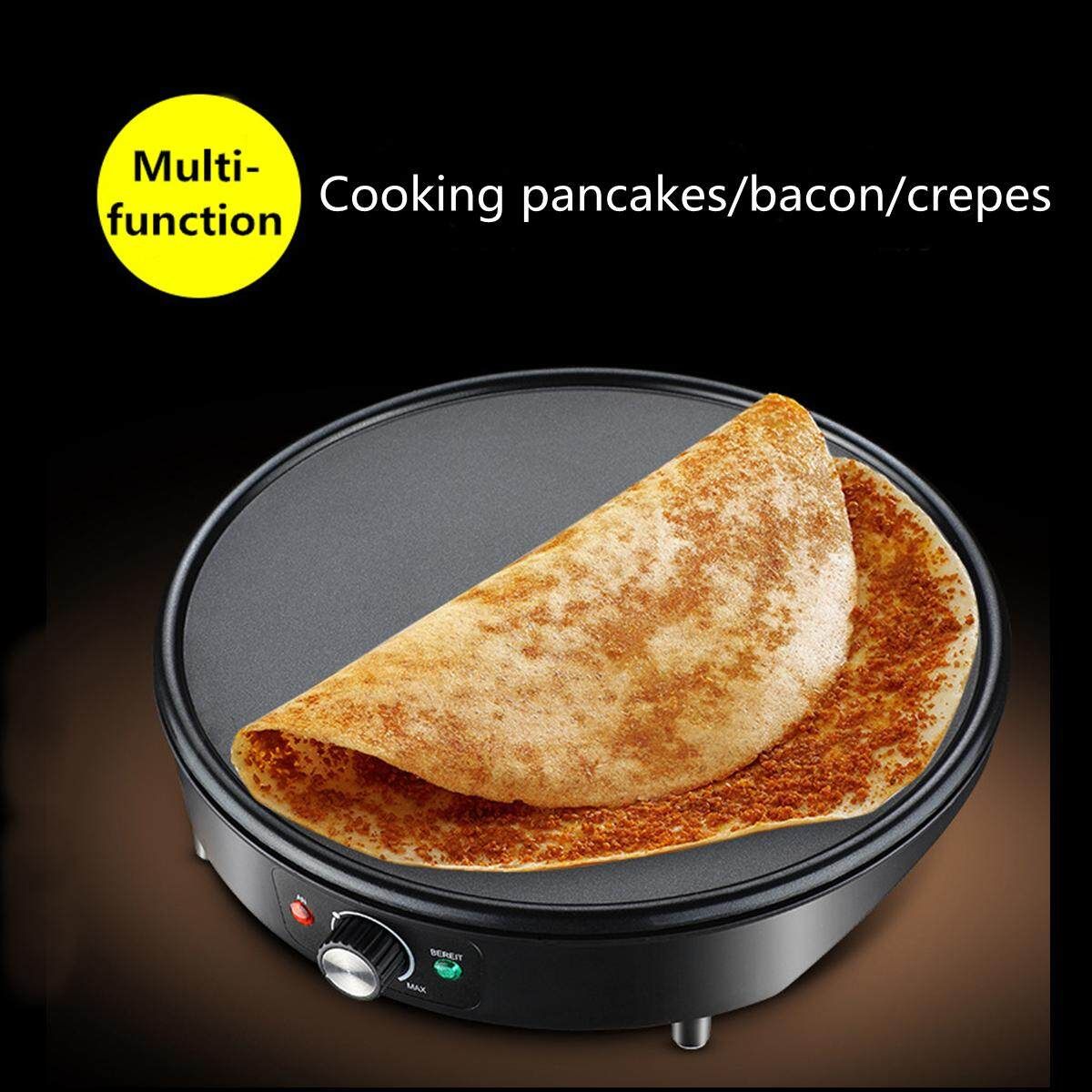 Electric Kitchen Crepe Maker Baking Grill Cooktop Nonstick Pancake Eggs Bread Breakfast Crepe Maker Pancake Cooker Grill Hot Plate Dessert Making Machine Beige