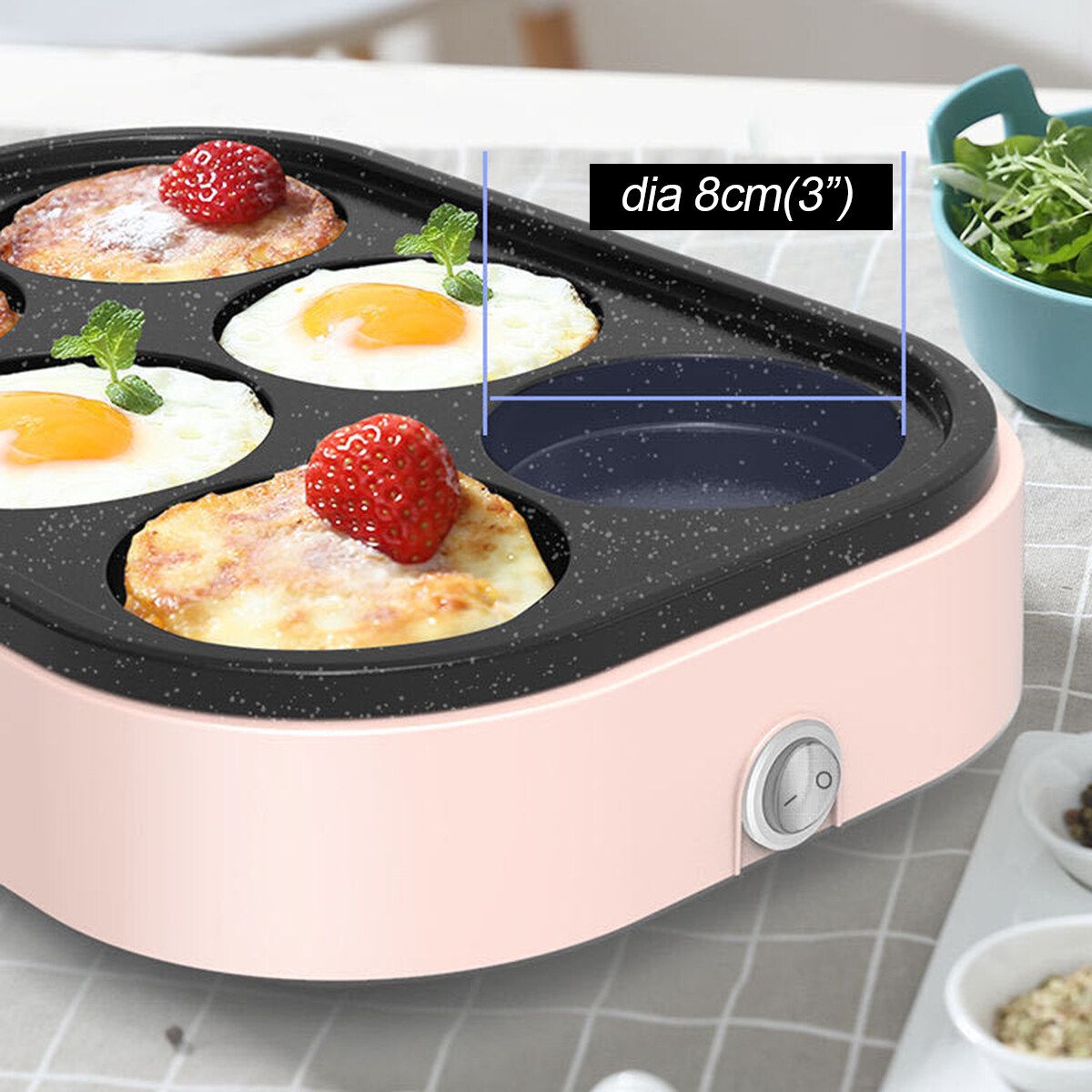 220V 900W Electric Pan Fried Eggs Roasted Hamburger Pancake Machine Red Beans Cake - Black, Pink, White Pink