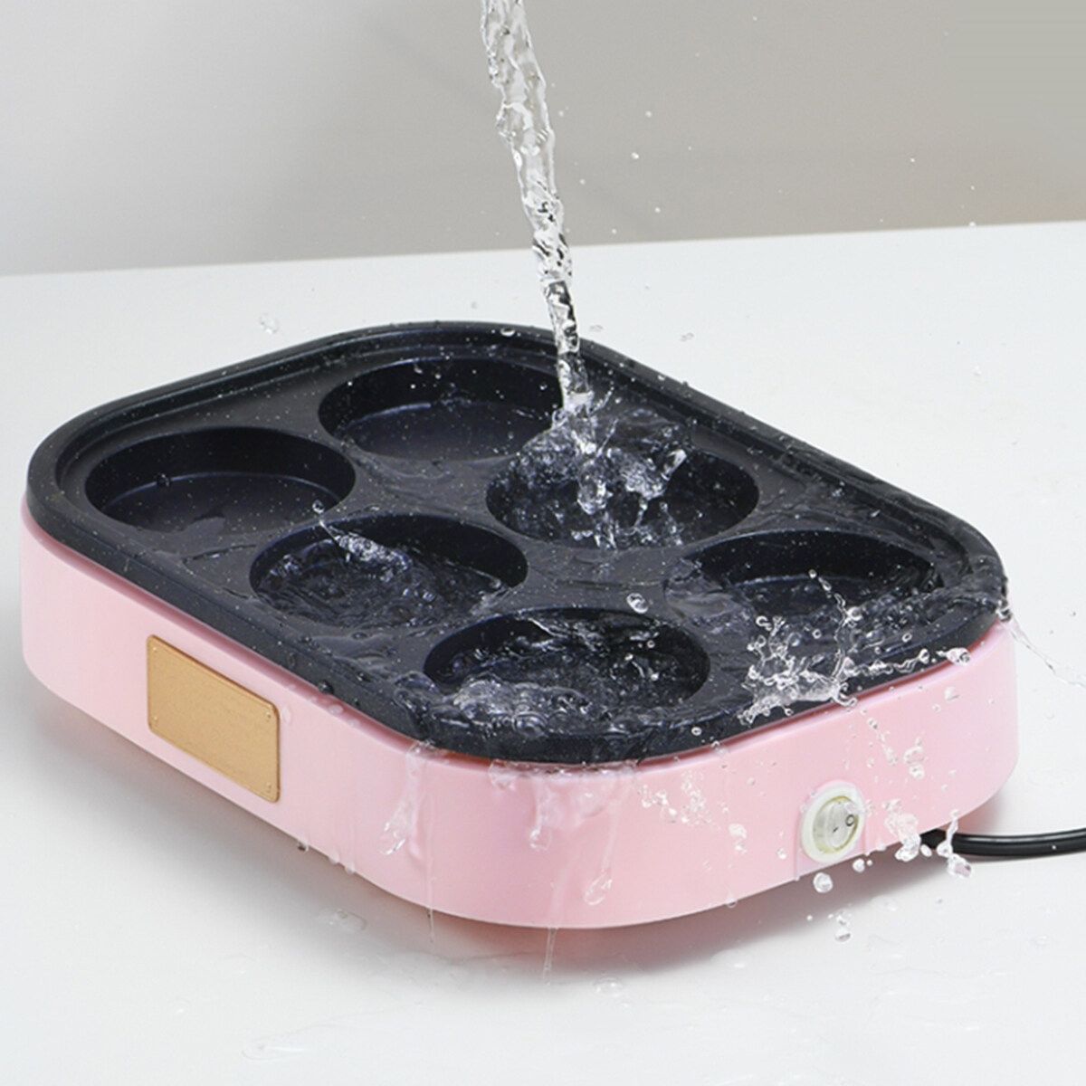 220V 900W Electric Pan Fried Eggs Roasted Hamburger Pancake Machine Red Beans Cake - Black, Pink, White Pink