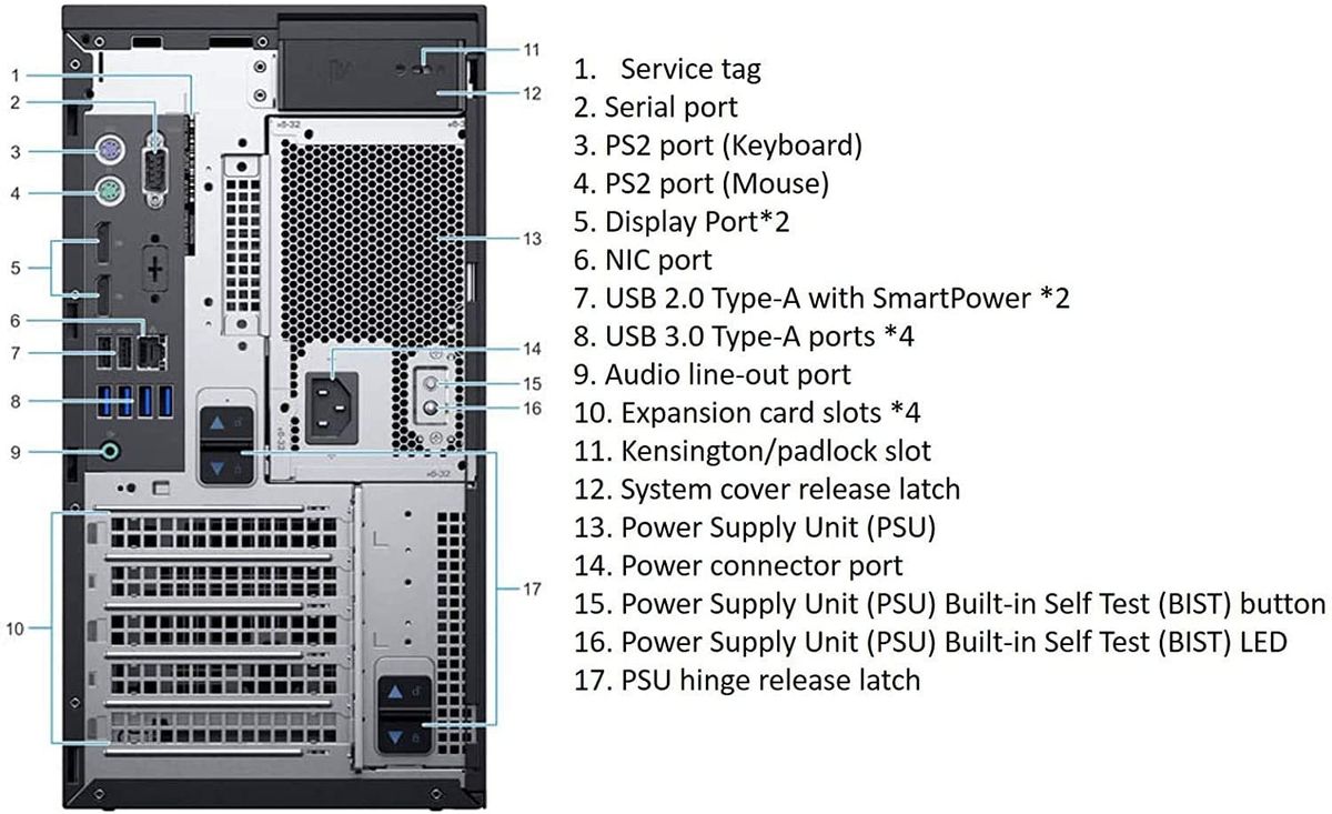 PowerEdge T40 Server, Intel Xeon Quad Core E-2224G 3.5GHz, 8GB, 1TB, DVDRW