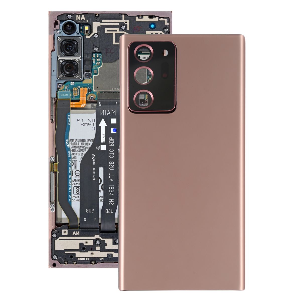 Battery Back Cover With Camera Lens Cover For Samsung Galaxy Note20 Ultra(Rose Gold)