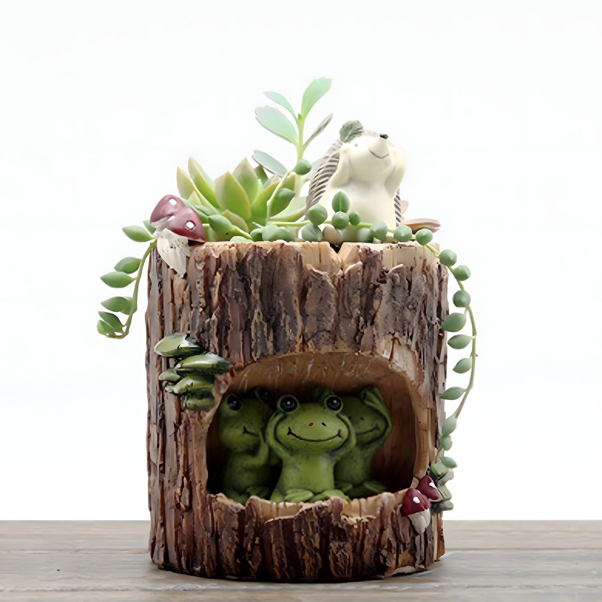 Tomfeel Tree Stump Succulent Flower Pot Cartoon Pastoral Style Animal Flowerpot Resin Pot Garden Micro-scape Potted Plant Office Desk Ornament Decorative Gift