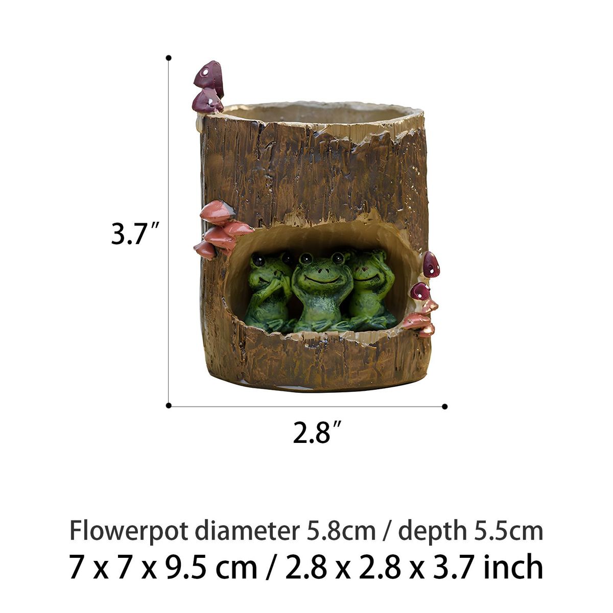 Tomfeel Tree Stump Succulent Flower Pot Cartoon Pastoral Style Animal Flowerpot Resin Pot Garden Micro-scape Potted Plant Office Desk Ornament Decorative Gift