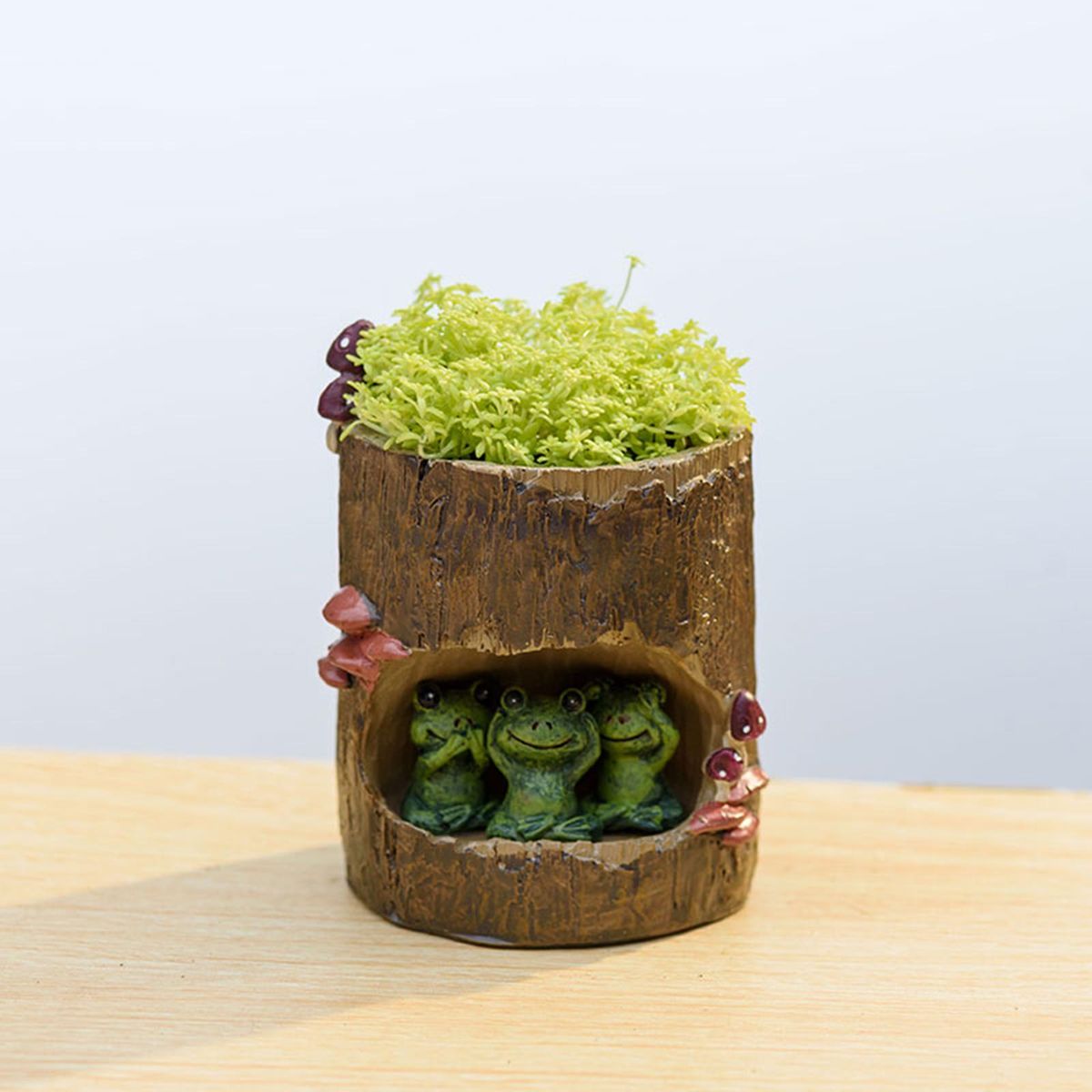 Tomfeel Tree Stump Succulent Flower Pot Cartoon Pastoral Style Animal Flowerpot Resin Pot Garden Micro-scape Potted Plant Office Desk Ornament Decorative Gift