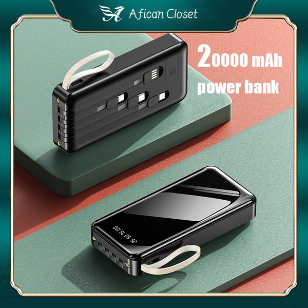 20000mAh Power Banks LED Large Screen Display 4 In 1 Cable