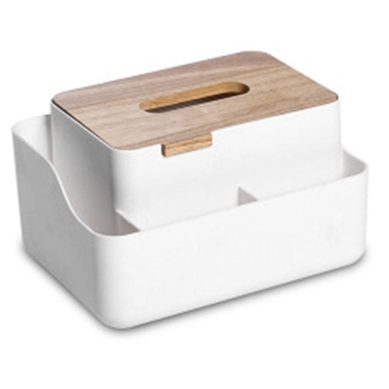 Bamboo Wood Cover Plastic Tissue Box Paper Towel Holder
