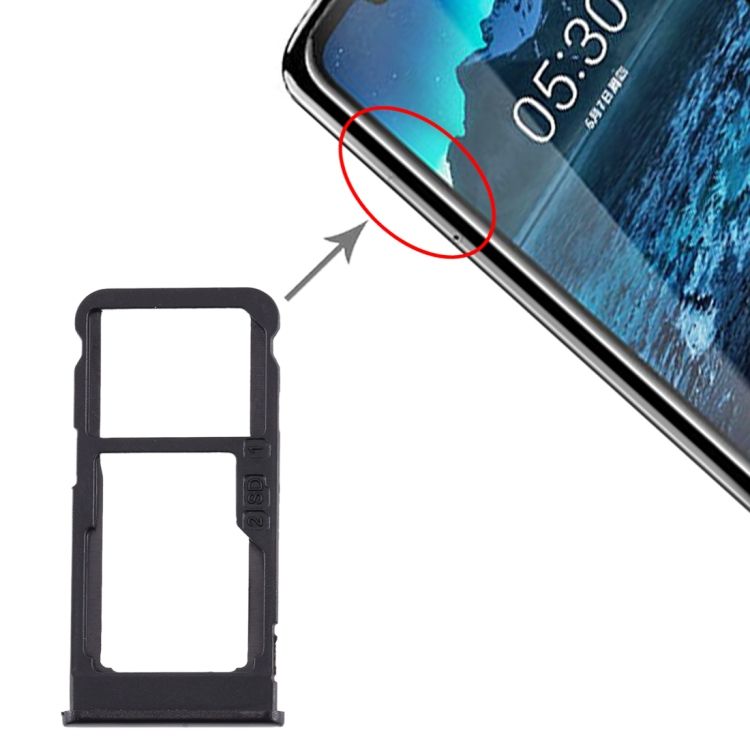 SIM Card Tray + Micro SD Card Tray For Nokia 5.1 Plus