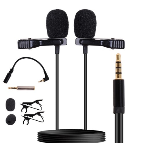 Double Headed  Lapel - Lavalier  Condenser Microphone