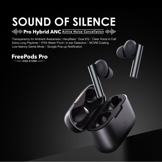FreePods Pro ANC Active Noise Cancellation Wireless Earbuds
