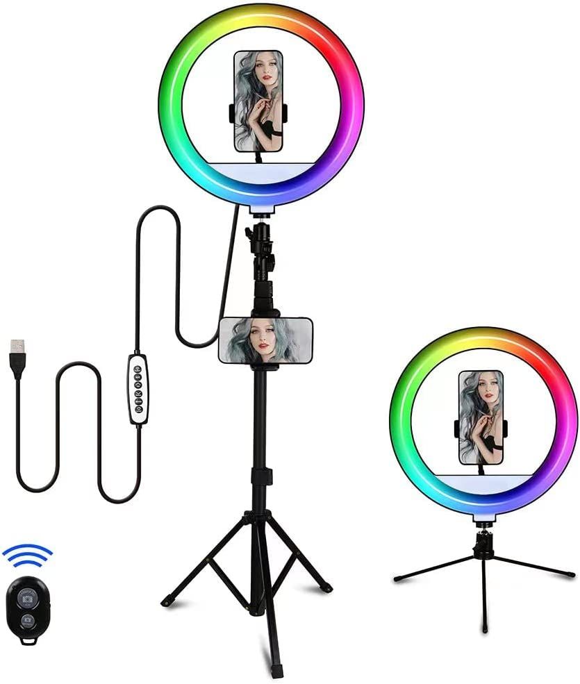 Cheap Simple Casual Tik Tok RGB 10 Inch Ringlight - 10 Inch Ringlight  - Multi-coloured