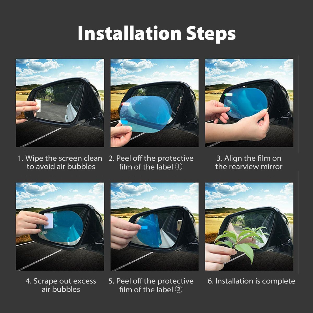 Car Rearview Mirror Film 12pcs Side Windows Rainproof Film Anti Scratch Anti-glare Fog Proof Micro-nano Coating Protective Sticker Film for Car