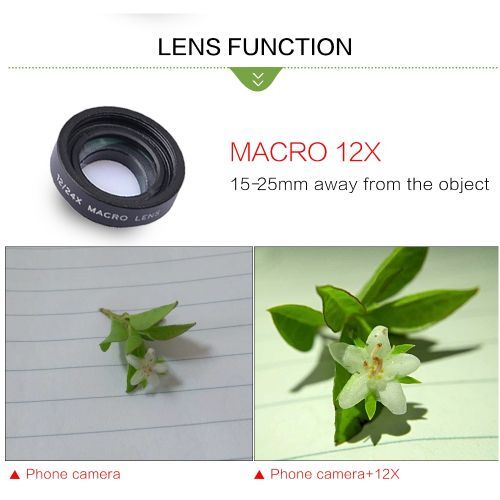 Apexel Cell Phone Camera Lens Kit,12x 24X Macro Lens For Iphone / Android Smartphone