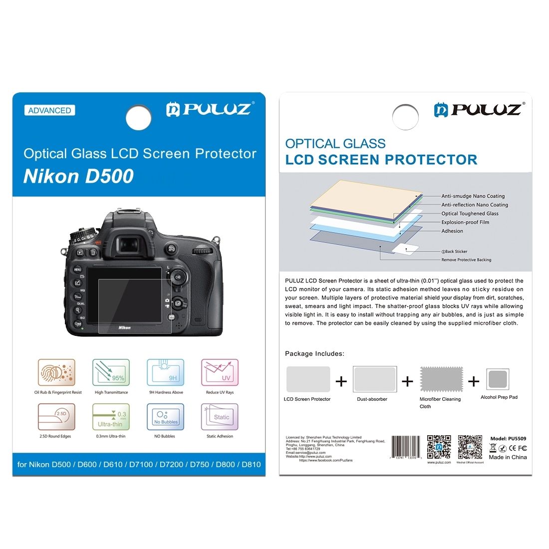 PULUZ 2.5D 9H Tempered Glass Film For Nikon D7100, Compatible With Nikon D5 / D500 / D7100 / D610 / D600 / D750 / D810 / D800 / D800E / D850 / D4S / D5200 / D5100 / P530 / P510