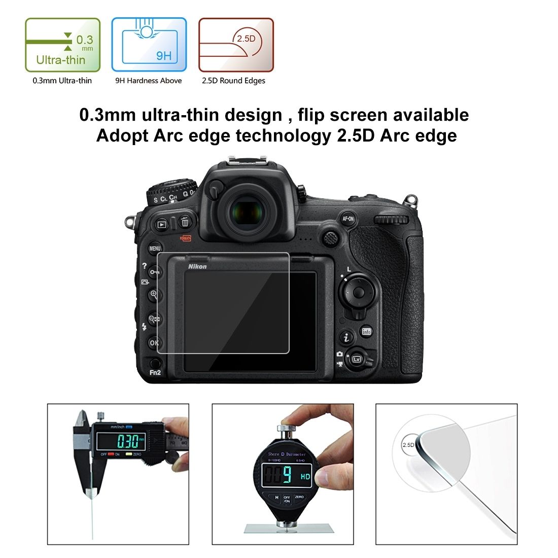 PULUZ 2.5D 9H Tempered Glass Film For Nikon D7100, Compatible With Nikon D5 / D500 / D7100 / D610 / D600 / D750 / D810 / D800 / D800E / D850 / D4S / D5200 / D5100 / P530 / P510