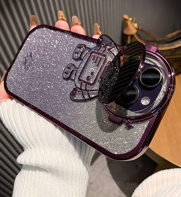 Astronaut Stand Holder Case For IPhone 14 13 12 Pro Max 11 Glitter Plating Cover