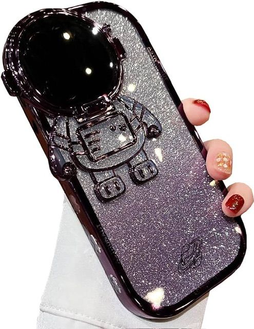 Astronaut Stand Holder Case For IPhone 14 13 12 Pro Max 11 Glitter Plating Cover