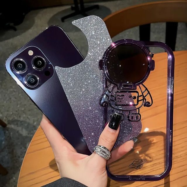 Astronaut Stand Holder Case For IPhone 14 13 12 Pro Max 11 Glitter Plating Cover