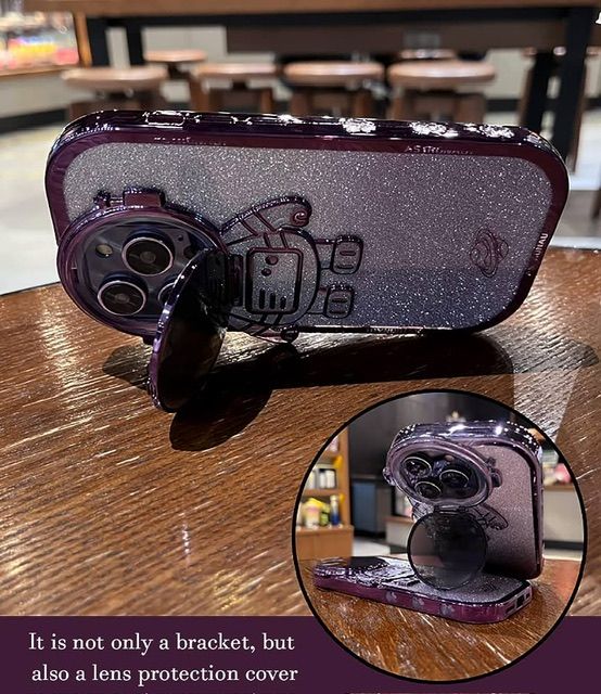 Astronaut Stand Holder Case For IPhone 14 13 12 Pro Max 11 Glitter Plating Cover