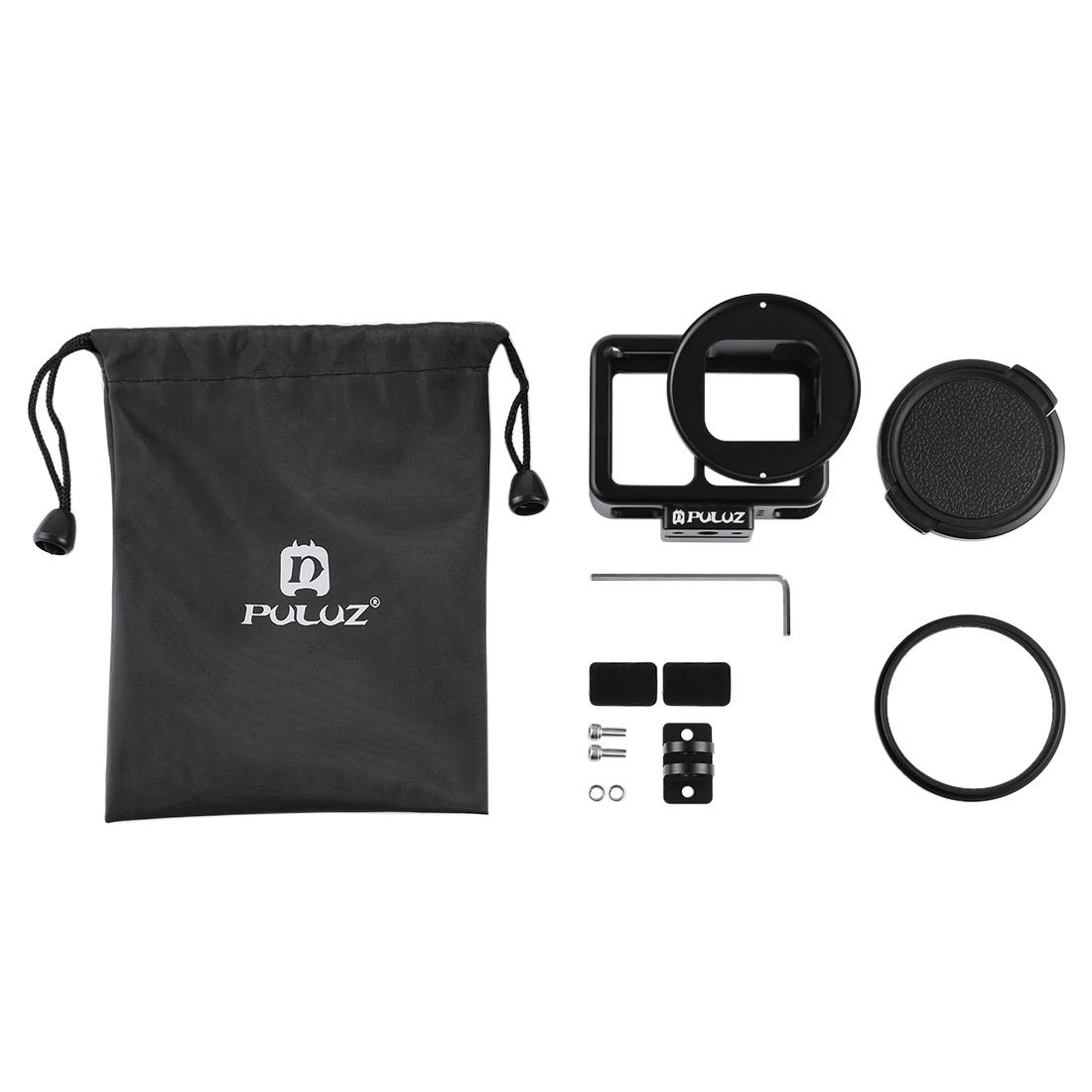 PULUZ Housing Shell CNC Aluminum Alloy Protective Cage With Insurance Frame & 52mm UV Lens For GoPro HERO7 Silver /7 White(Black)