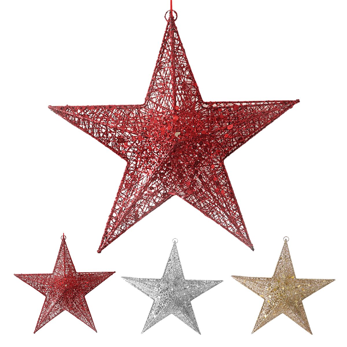 Christmas Glitter Stars Glitter Indeformable Vibrant Color Party Hanging Christmas Glitter Stars For Home-Golden