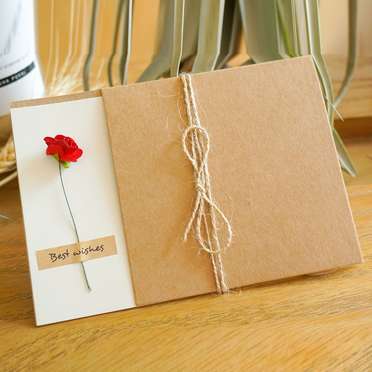 1 Set Birthday Card Eye-catching With Artificial Flower-