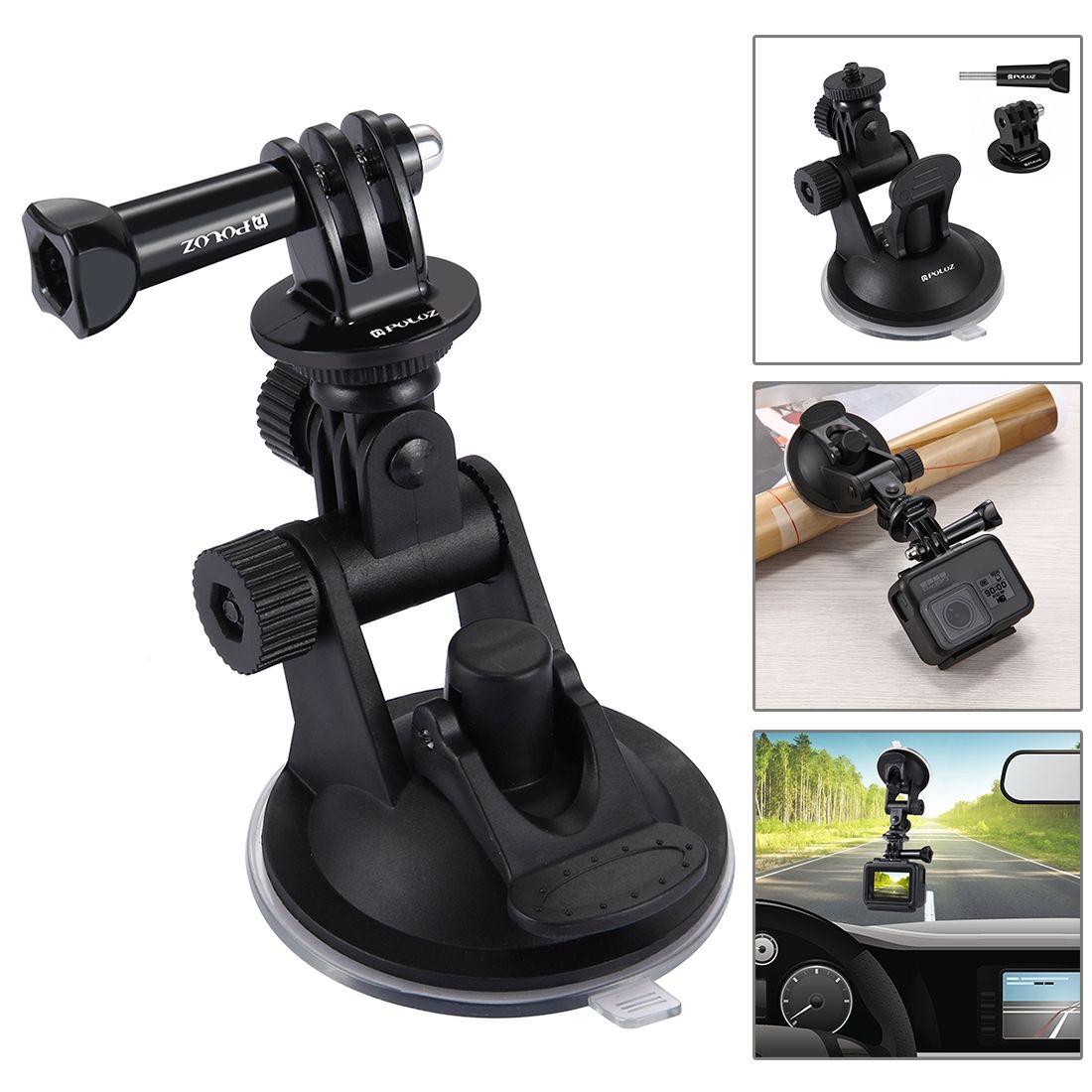 PULUZ 53 In 1 Accessories Total Ultimate Combo Kits (Chest Strap + Suction Cup Mount + 3-Way Pivot Arms + J-Hook Buckle + Wrist Strap + Helmet Strap + Extendable Monopod + Surface Mounts + Tripod Adapters + Storage Bag + Hand