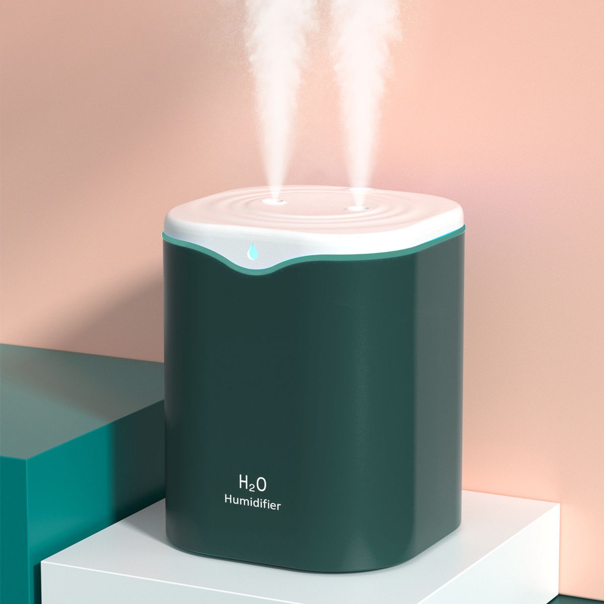 2L Double Spray Humidifiers LED Light Mist Auto Shut-Off