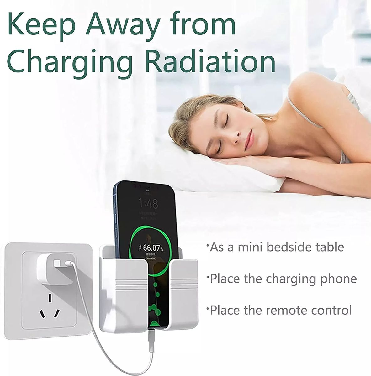 Wall Mount Phone Charger And Remote Holder