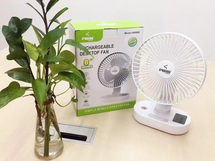 Rechargeable Table Fan 8inches + Led Light 3000mah Battery
