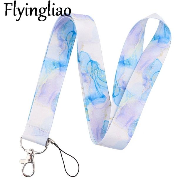 Marble Texture Lanyard Keys Phone Holder Funny Neck Strap