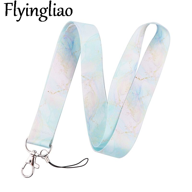 Marble Texture Lanyard Keys Phone Holder Funny Neck Strap