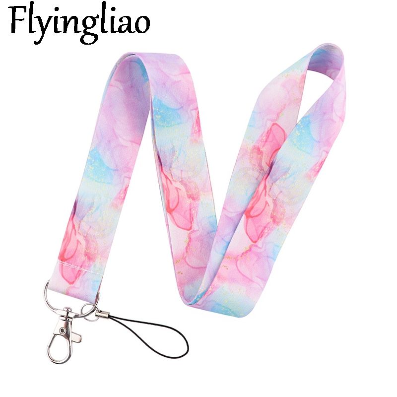 Marble Texture Lanyard Keys Phone Holder Funny Neck Strap
